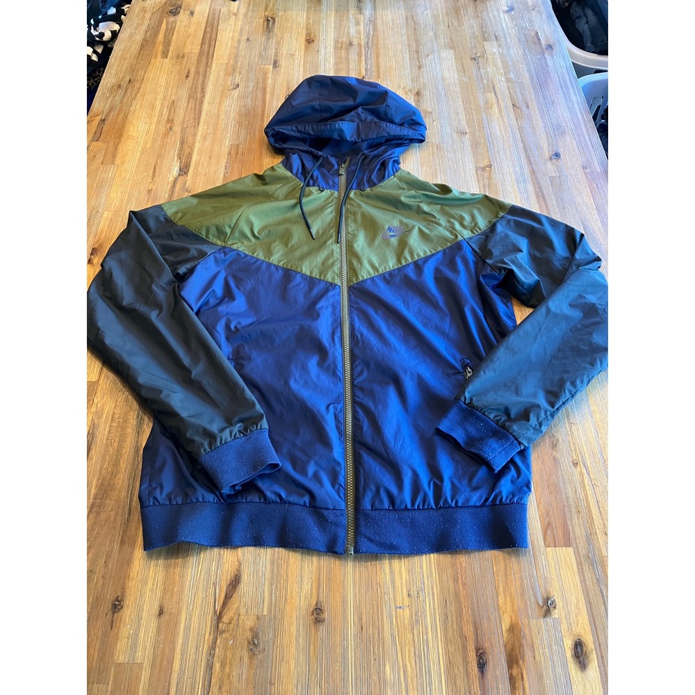 Nike Sportswear Windrunner Mens Hooded Jacket blue and olive size medium